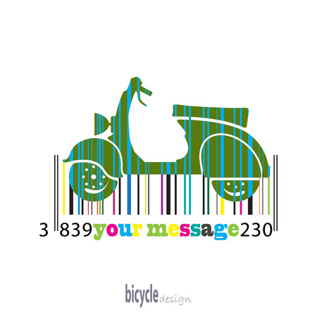 Silhouette moped color. Since the concept of fun. It consists of colored stripes barcode product recalls.のイラスト素材