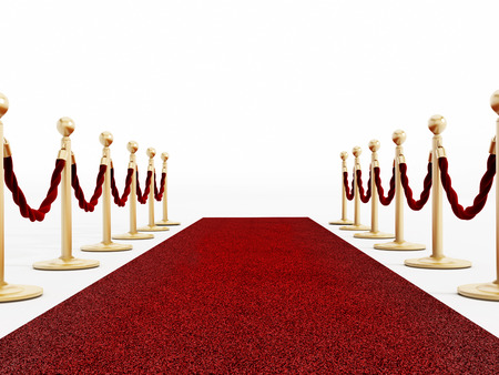 Red carpet and velvet ropes isolated on white Red carpet and velvet ropes isolated on white