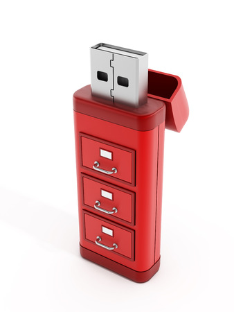 File drawers on red usb storage deviceの写真素材