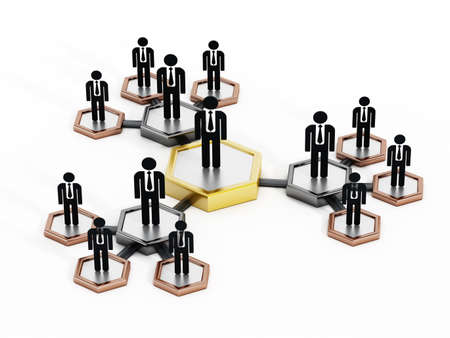 Business teams linked each other in hierarchy