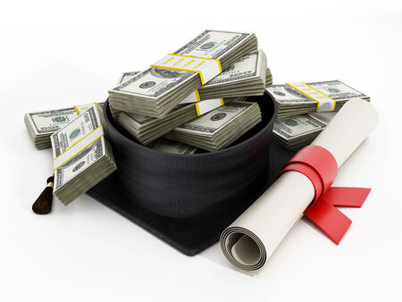 Money standing on the mortarboard の写真素材