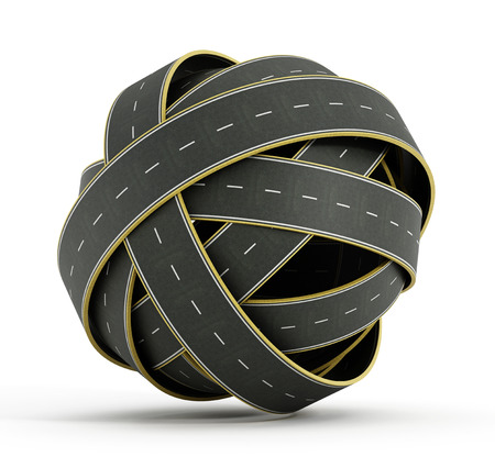 Infinite motorway isolated on whiteの写真素材