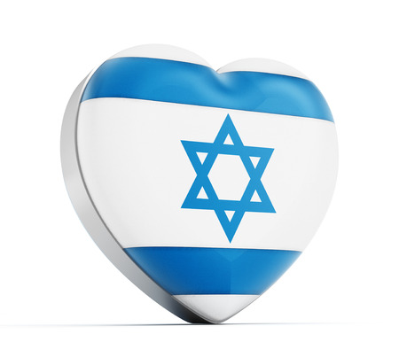 I love Israel heart shaped Israeli flag.の写真素材