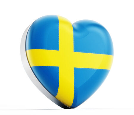 I love Sweden heart shaped Turkish flag.の写真素材