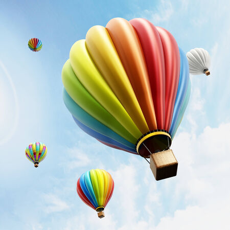 Hot Air Balloon isolated on white backgroundの写真素材