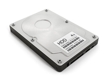 Computer hard disk drive isolated on white background.