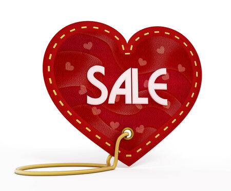 Heart shaped sale tag isolated.の写真素材