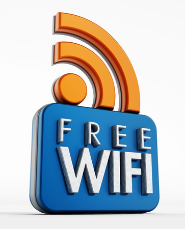 Free WiFi icon isolated on white backgroundの写真素材