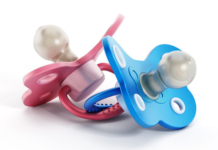 Baby pacifiers isolated on white background