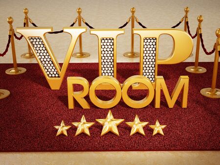 VIP room text and five stars on red carpet VIP room text and five stars on red carpet