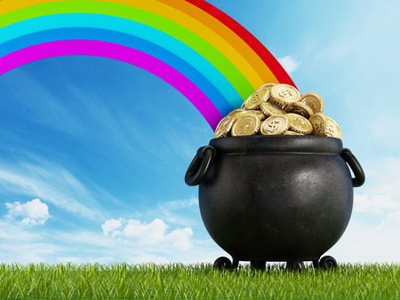 Pot of gold at the end of the rainbowの写真素材