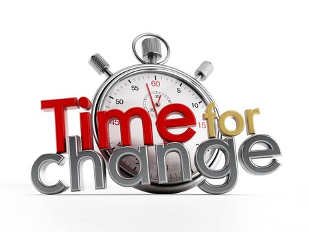 Time for change text and chronometer isolated on white background