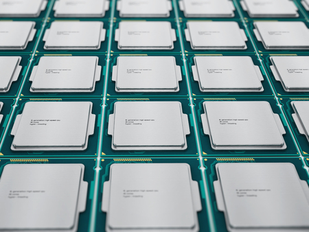 CPUs central processing units isolated on white backgroundの写真素材