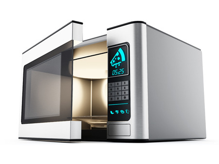 Microwave oven isolated on white backgroundの写真素材