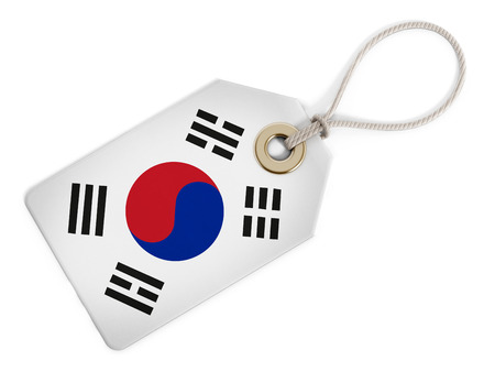 South Korea flag on isolated tag.の写真素材