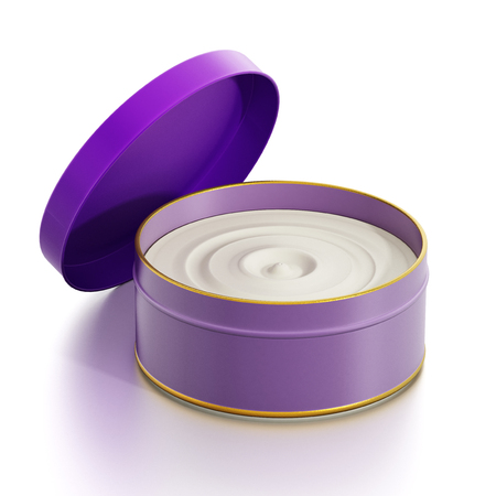 Moisturizer cream in purple container isolated on white backgroundの写真素材