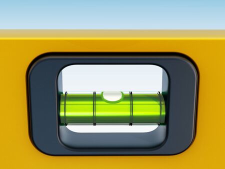 Yellow water level with green liquid in perfect balance
