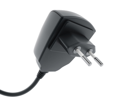 Black battery charger isolated on white background