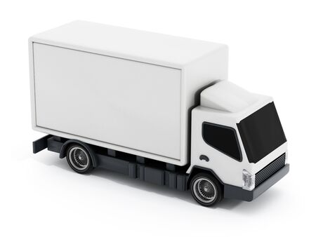 White delivery truck or transportation van isolated on white backgroundの写真素材