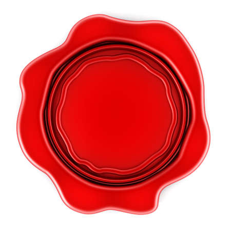 Blank red wax seal isolated on white backgroundの写真素材