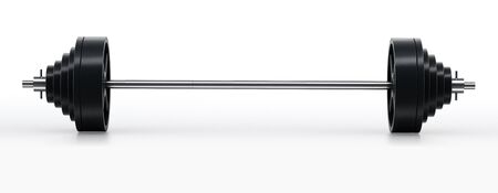 Barbell with heavy weights isolated on white backgroundの写真素材