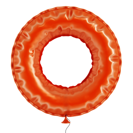 Orange number 0 balloon isolated on white backgroundの写真素材