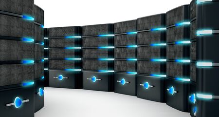 Network servers isolated on white background. 3D illustration.の写真素材
