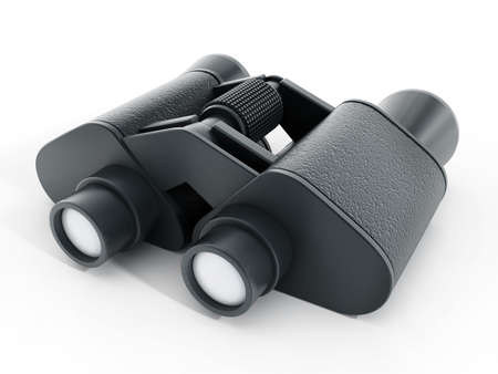Black binoculars isolated on background. 3D illustration.の写真素材