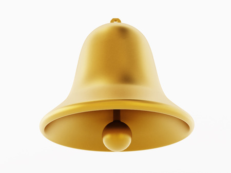 Golden bells isolated on white background. 3D illustration.の写真素材