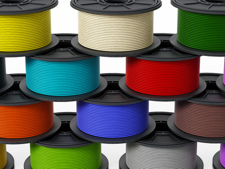 3D printer filaments isolated on white background. 3D illustration.の写真素材