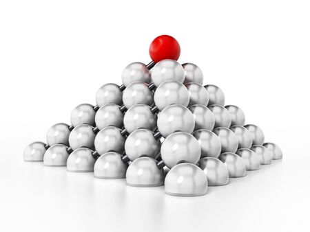 White spheres forming a pyramid shape. 3D illustration.の写真素材