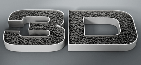 Printed mesh 3D text on gray background. 3D illustration.の写真素材