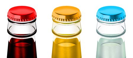 Soda bottles with metal caps. 3D illustration.の写真素材