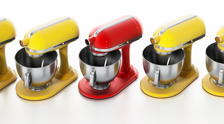 Red vintage mixer stands out among others. 3D illustrationの写真素材