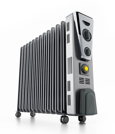 Modern oil radiator isolated on white background.の写真素材