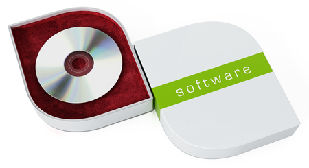 Software box with open cover isolated on white background. 3D illustration.の写真素材