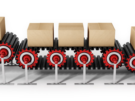 Conveyor belt isolated on white background. 3D illustration.
