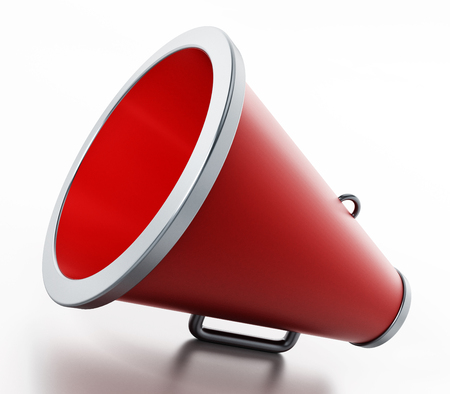 Orange megaphone with RSS text isolated on white background. 3D illustration.の写真素材