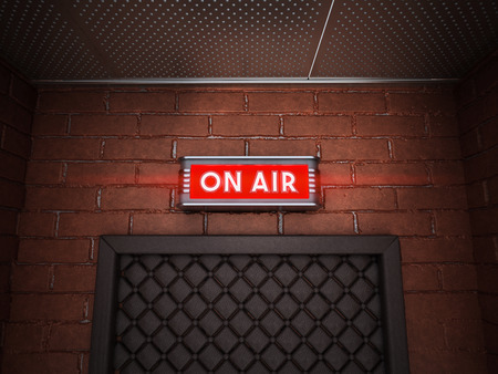 On air sign above the door of a broadcast room. 3D illustration.の写真素材