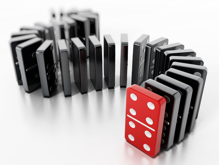 Domino pieces standing in a row. 3D illustration.の写真素材