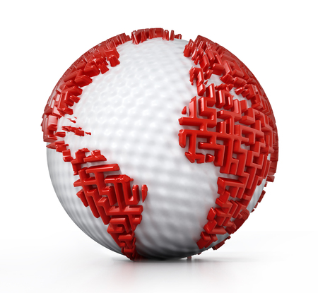 Globe with maze walls as the continents. 3D illustration.の写真素材