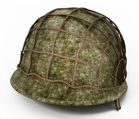 World War II helmet isolated on white background. 3D illustration.の写真素材