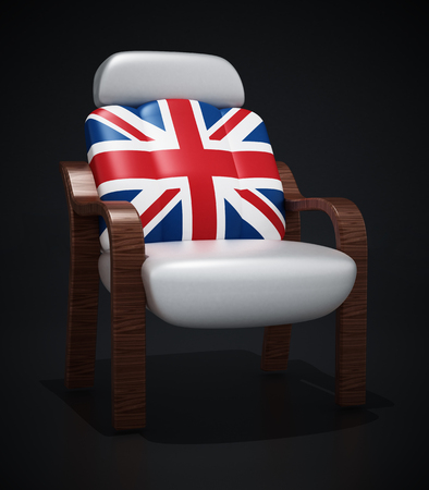 British flag textured luxury leather chair. 3D illustration.の写真素材
