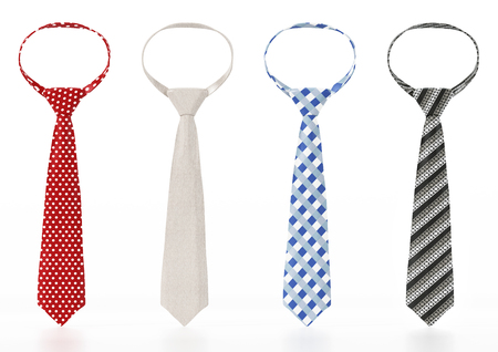 Set of neckties with various textures. 3D illustration.の写真素材