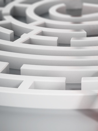 Detail view from a white round maze. 3D illustration.の写真素材