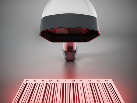 Generic barcode scanner scanning a barcode. 3D illustration.の写真素材