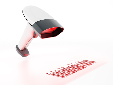 Generic barcode scanner scanning a barcode. 3D illustration.の写真素材