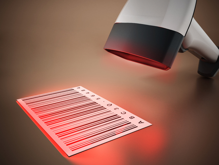 Generic barcode scanner scanning a barcode. 3D illustration.の写真素材