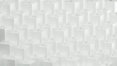 White abstract cubes forming a background. Repeating pattern. 3D illustration.