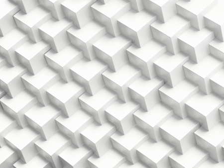 White abstract cubes forming a background. Repeating pattern. 3D illustration.の写真素材